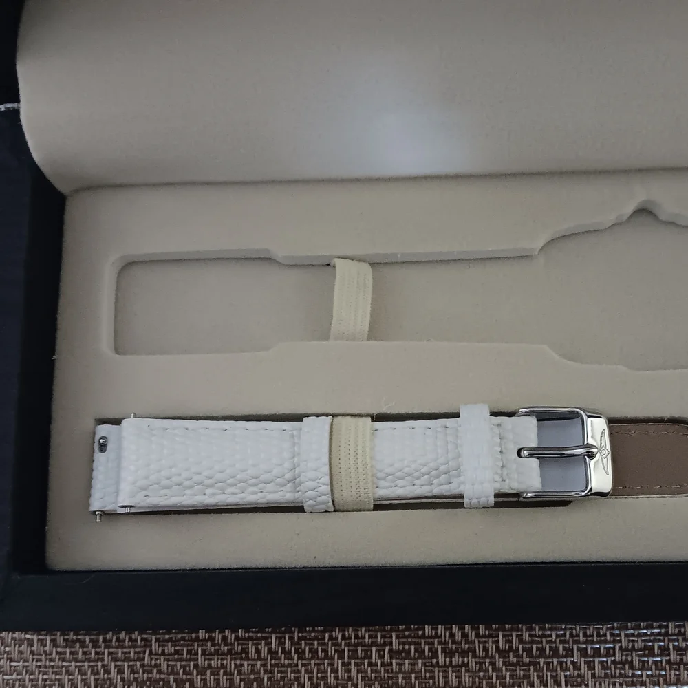 Invicta 16mm Alligator Leather White and Red watch band set